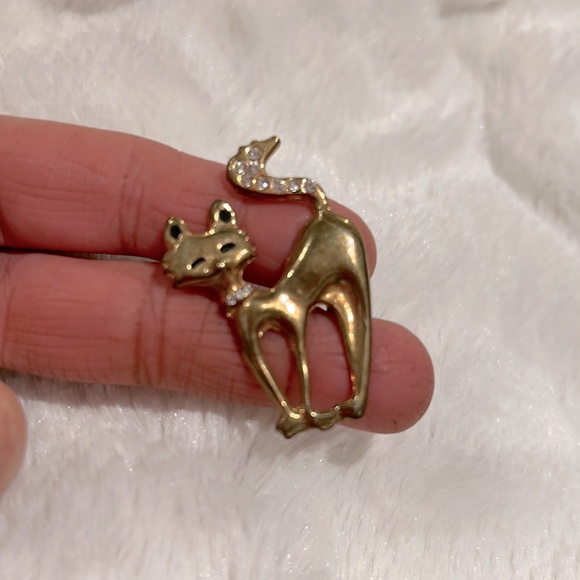 VINTAGE NEW FOX BROOCH  W RHINESTONE TAIL AND COLLAR NEW - Picture 8 of 11